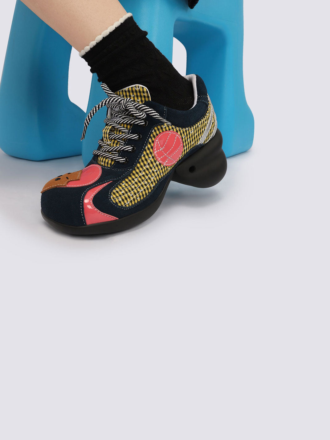 Playful Patchwork Sculpted-Sole Sneakers - View 7