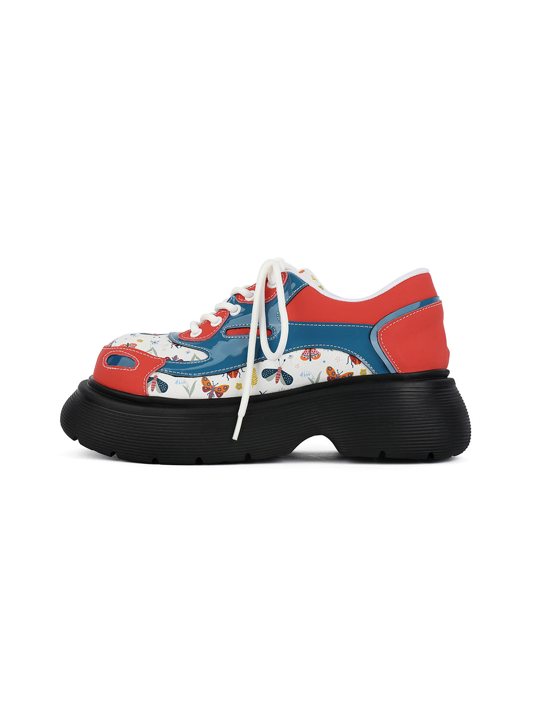 Butterfly-Panel Platform Lace-Up Derby Shoes