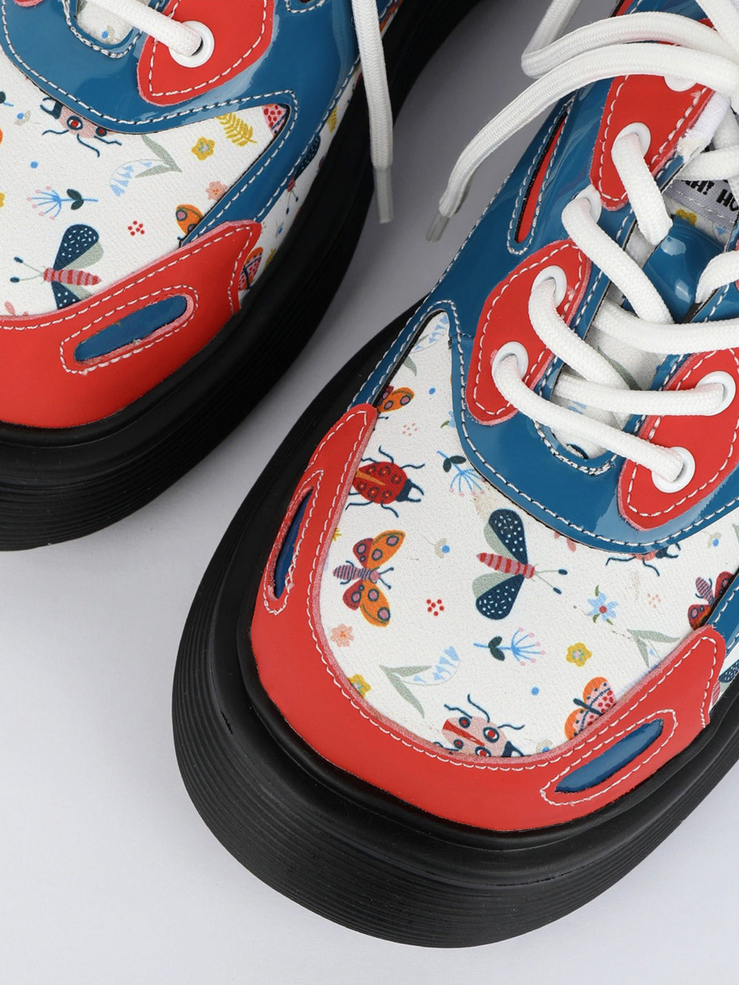 Butterfly-Panel Platform Lace-Up Derby Shoes - View 8