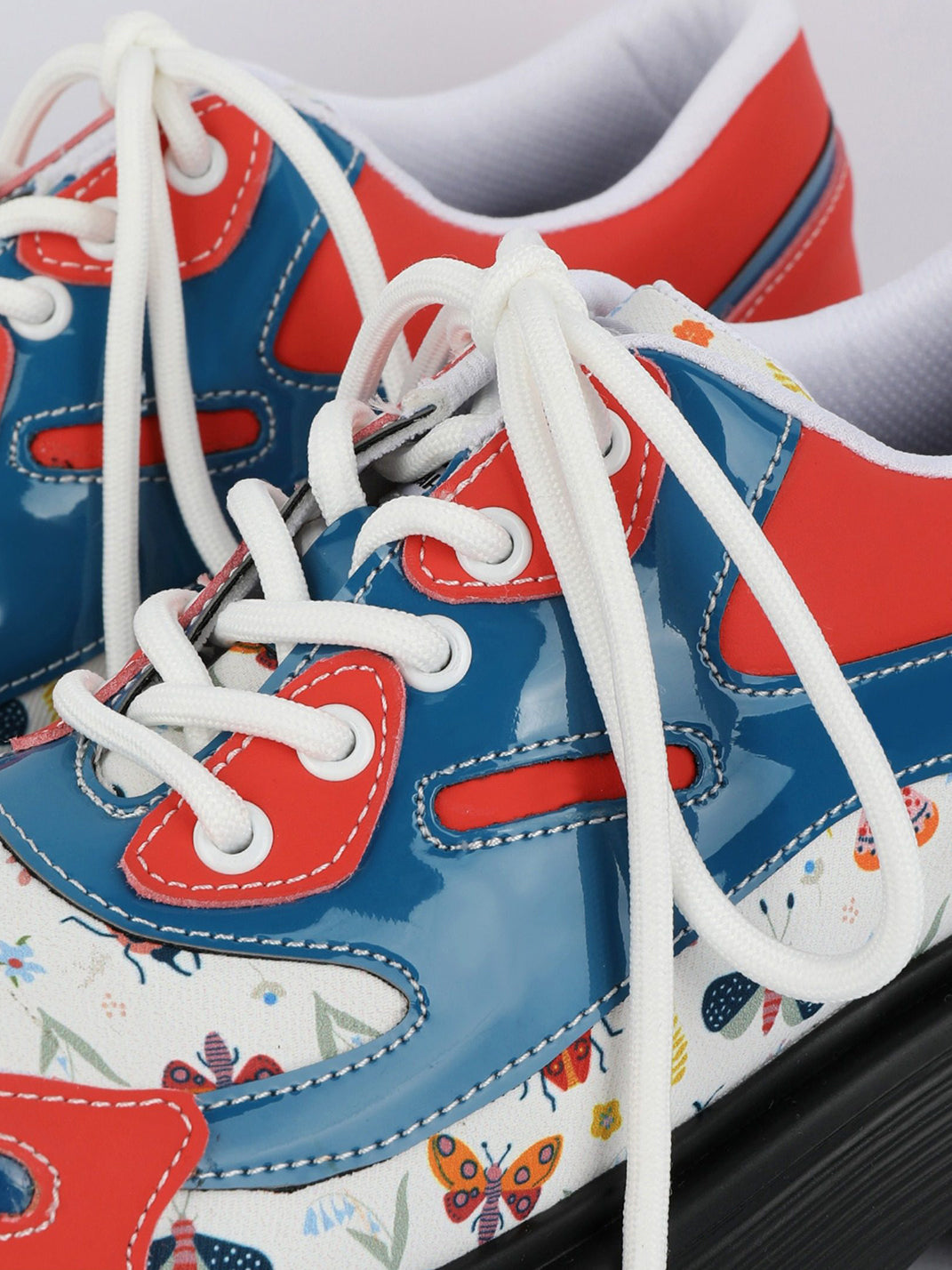 Butterfly-Panel Platform Lace-Up Derby Shoes - View 9