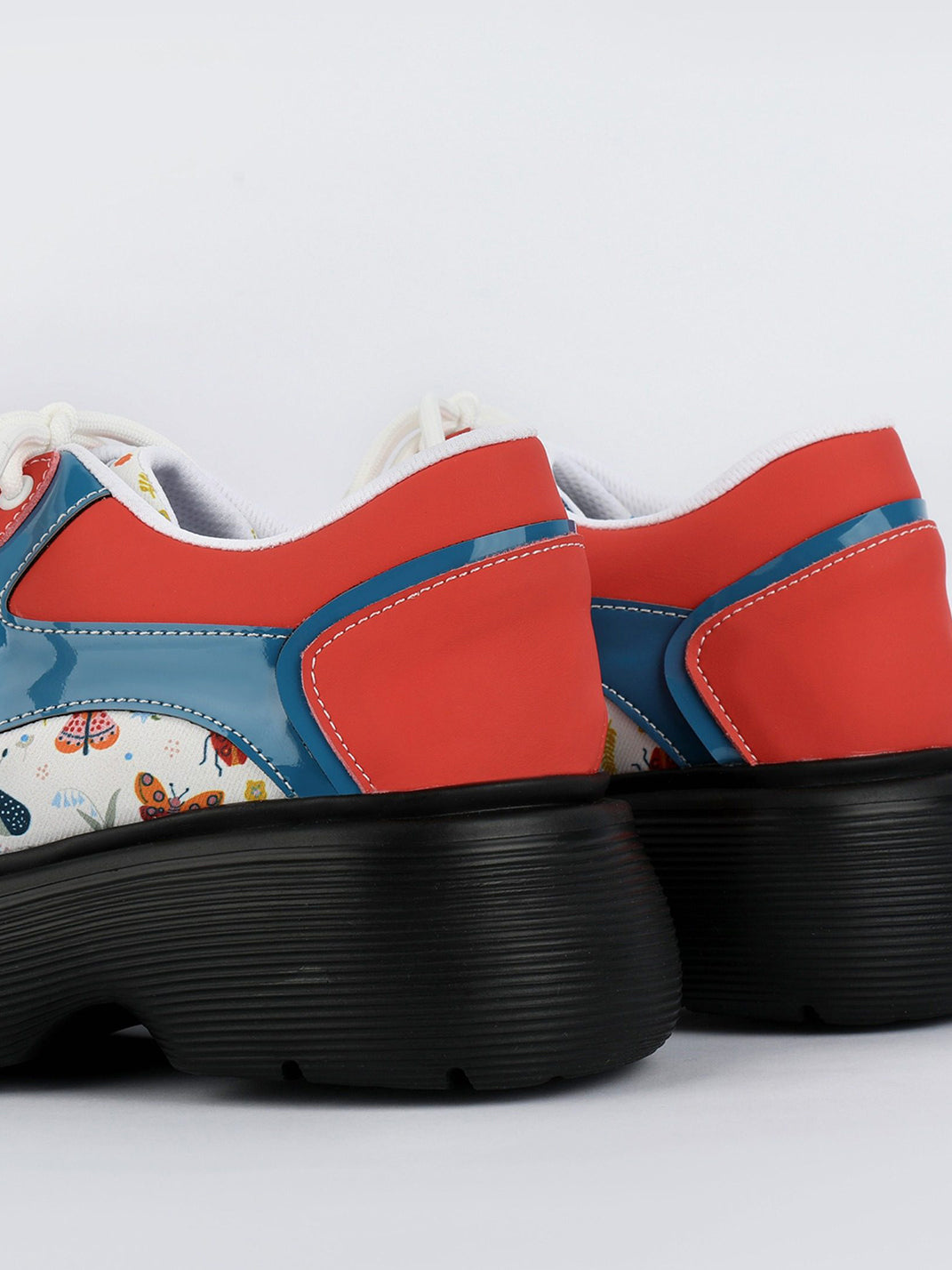 Butterfly-Panel Platform Lace-Up Derby Shoes - View 10