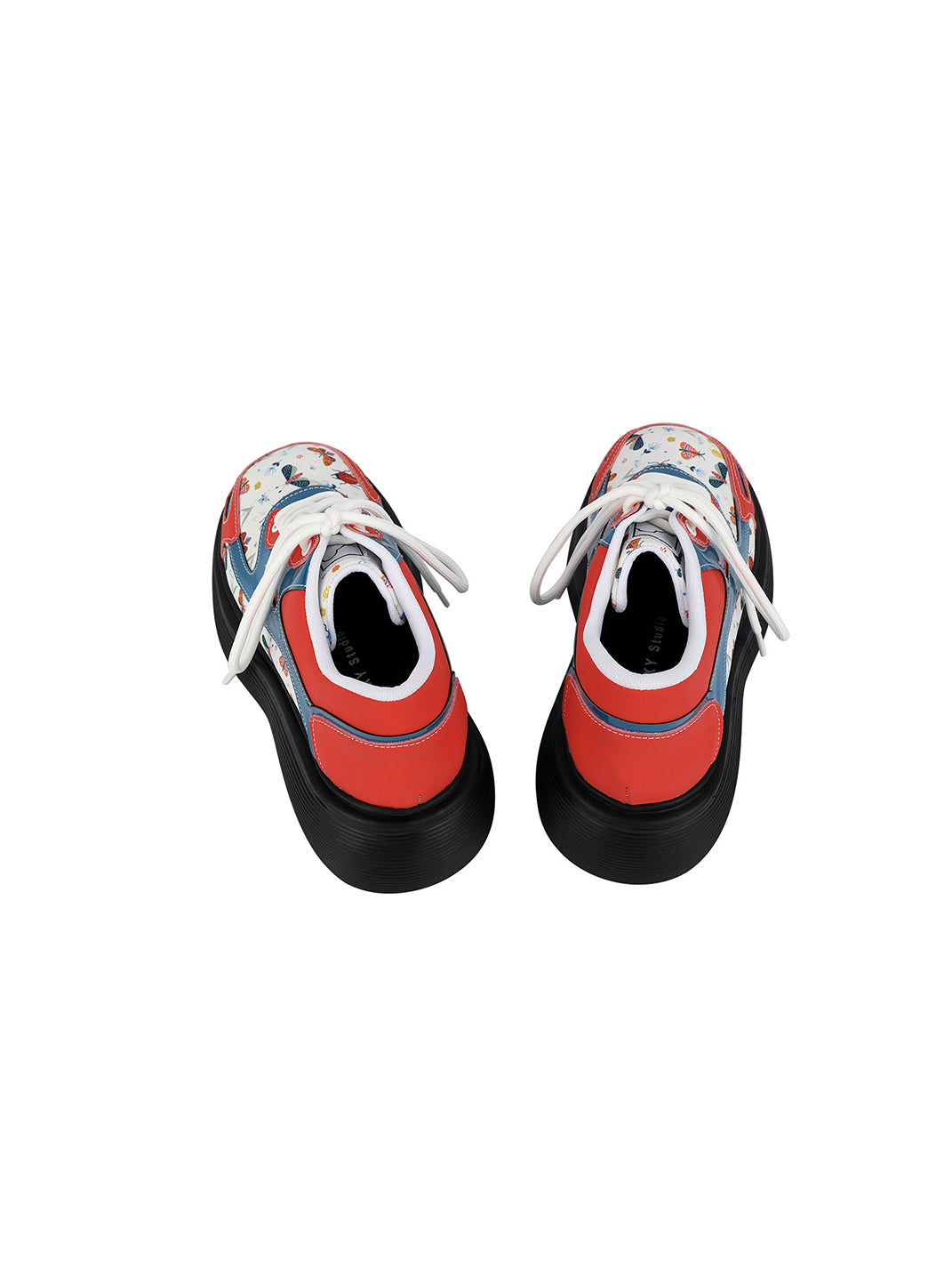 Butterfly-Panel Platform Lace-Up Derby Shoes - View 12