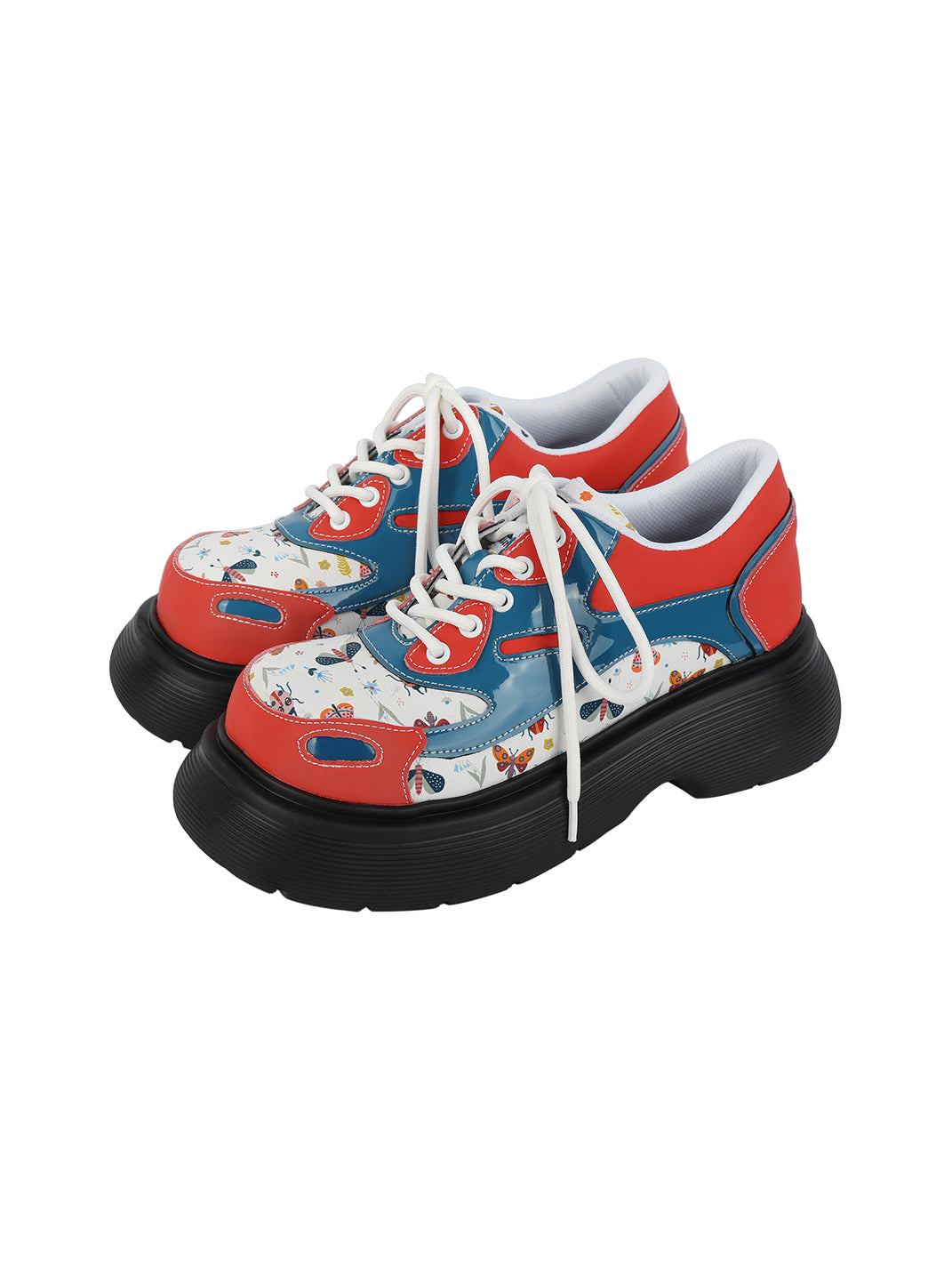 Butterfly-Panel Platform Lace-Up Derby Shoes - View 13