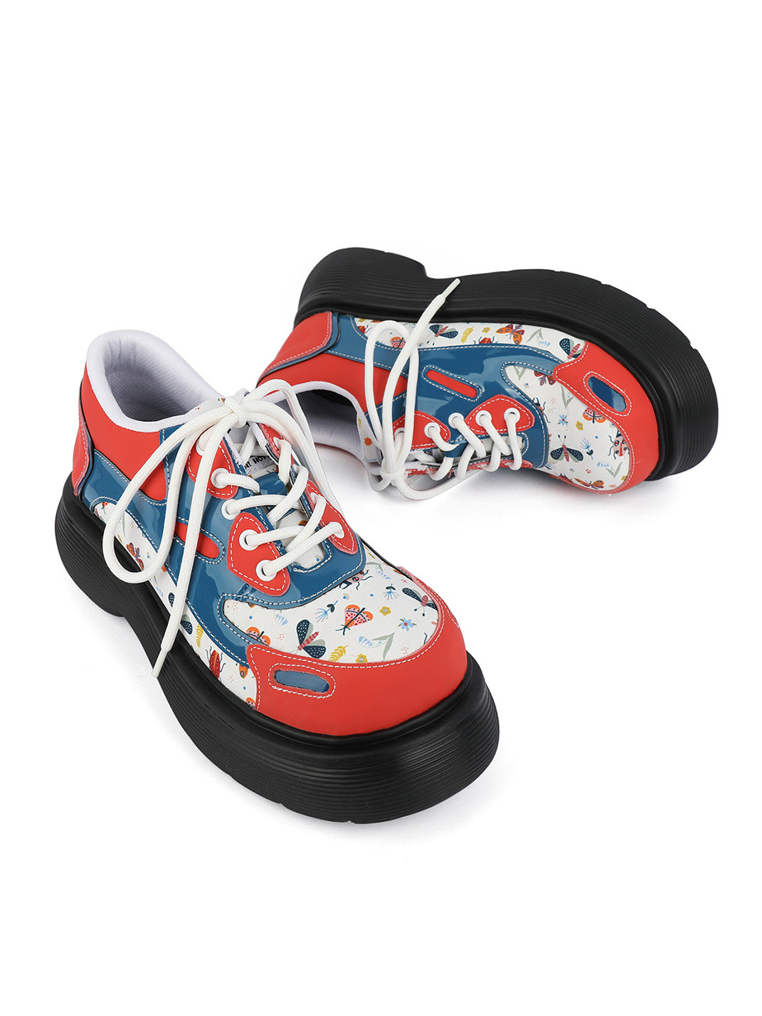 Butterfly-Panel Platform Lace-Up Derby Shoes - View 14