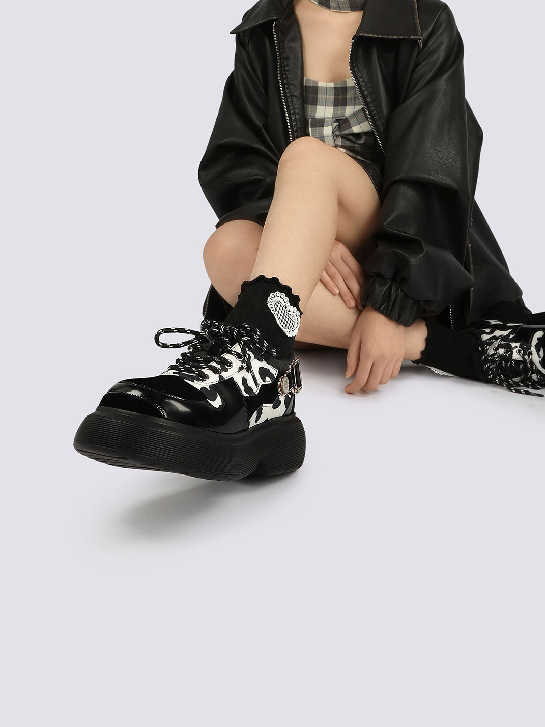 Cow-Print Buckled Platform Mary Janes - View 7