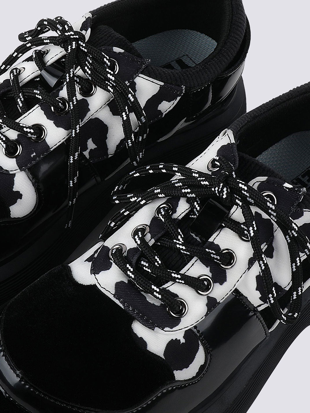 Cow-Print Buckled Platform Mary Janes - View 11