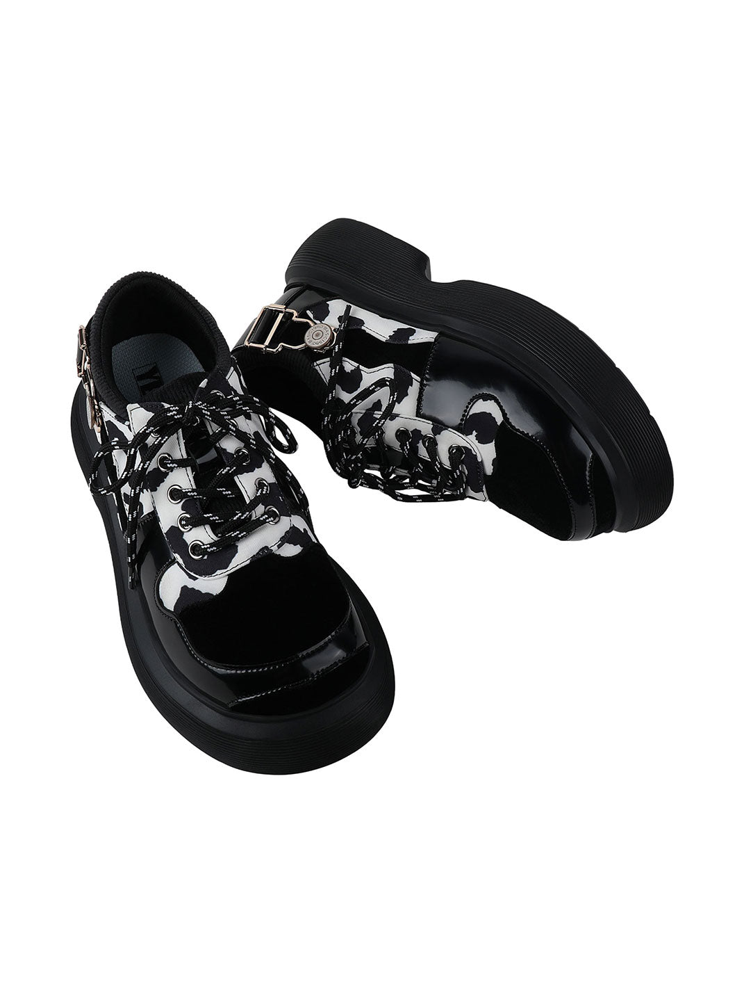 Cow-Print Buckled Platform Mary Janes - View 13