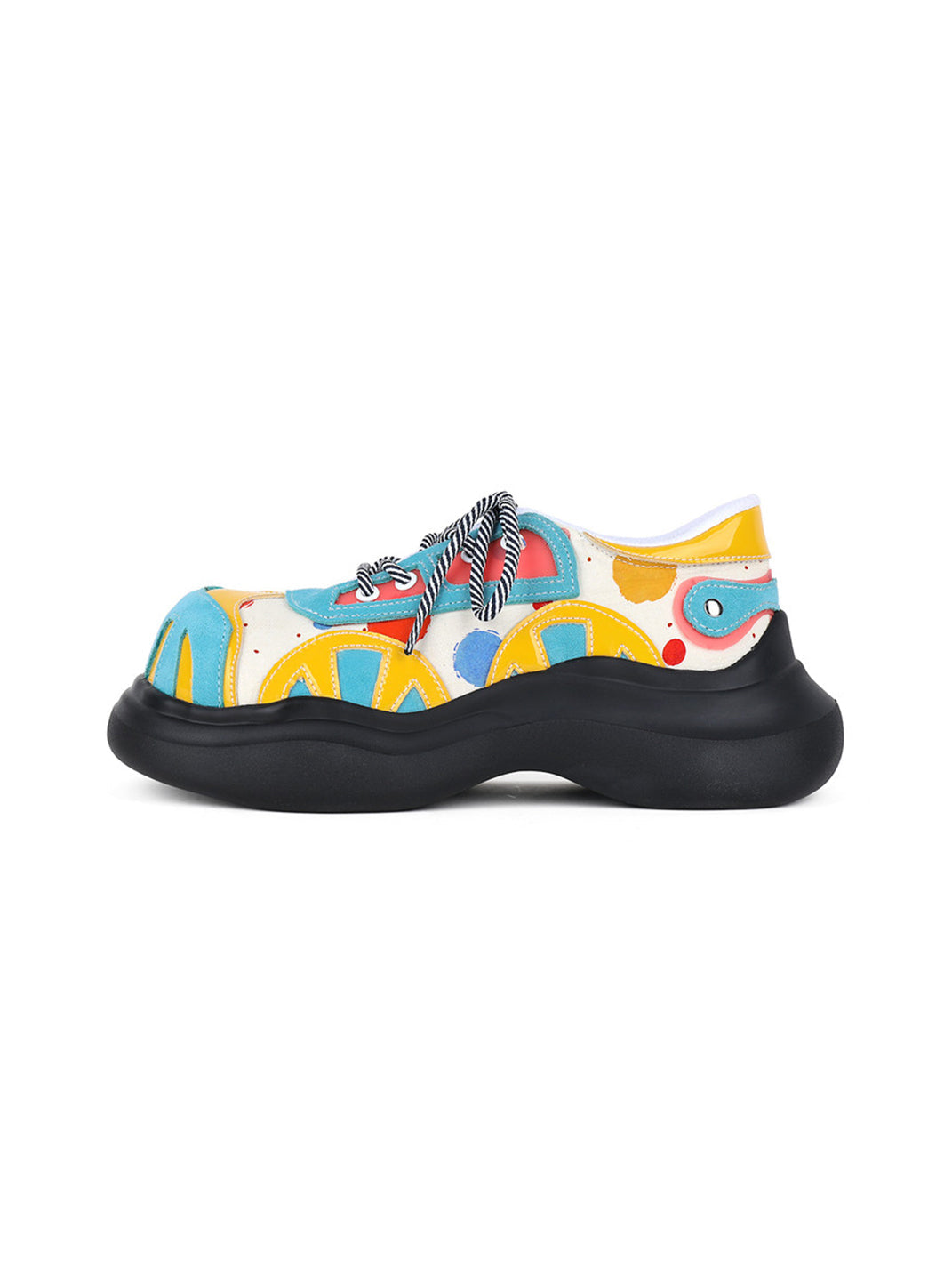 Primary-Color Graphic Platform Derby Shoes