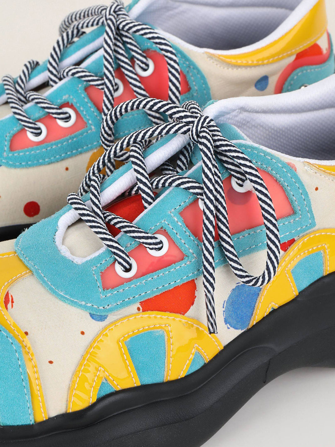 Primary-Color Graphic Platform Derby Shoes - View 10