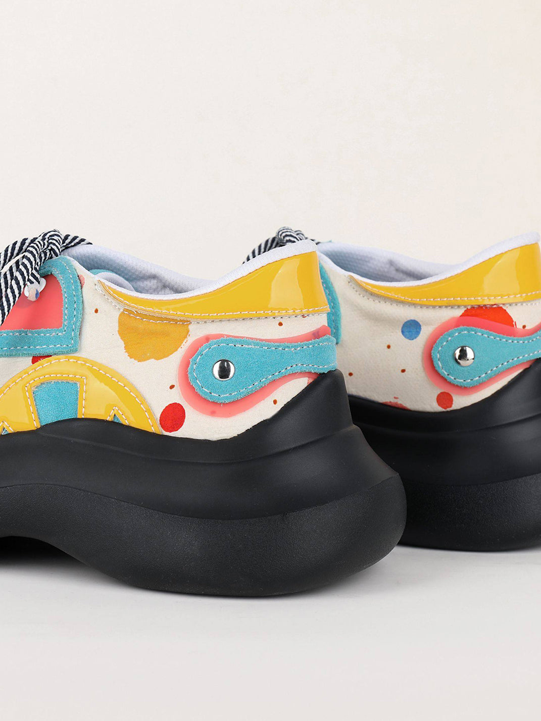 Primary-Color Graphic Platform Derby Shoes - View 11