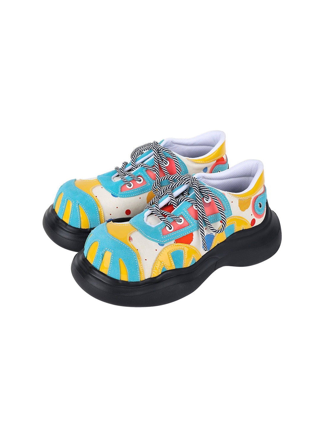 Primary-Color Graphic Platform Derby Shoes - View 13
