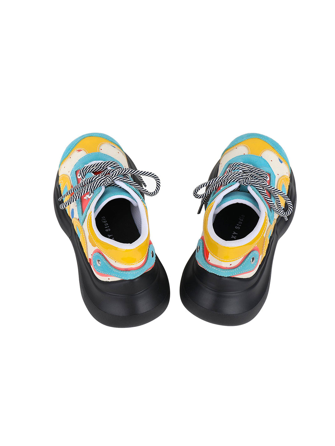 Primary-Color Graphic Platform Derby Shoes - View 15