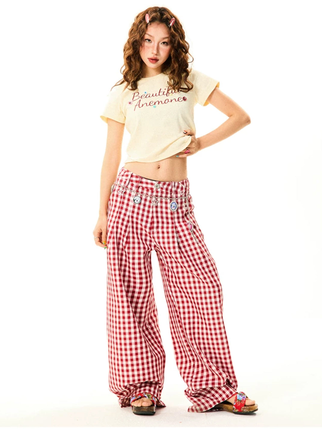 Sweetheart Plaid Wide-Leg Pants - View 7