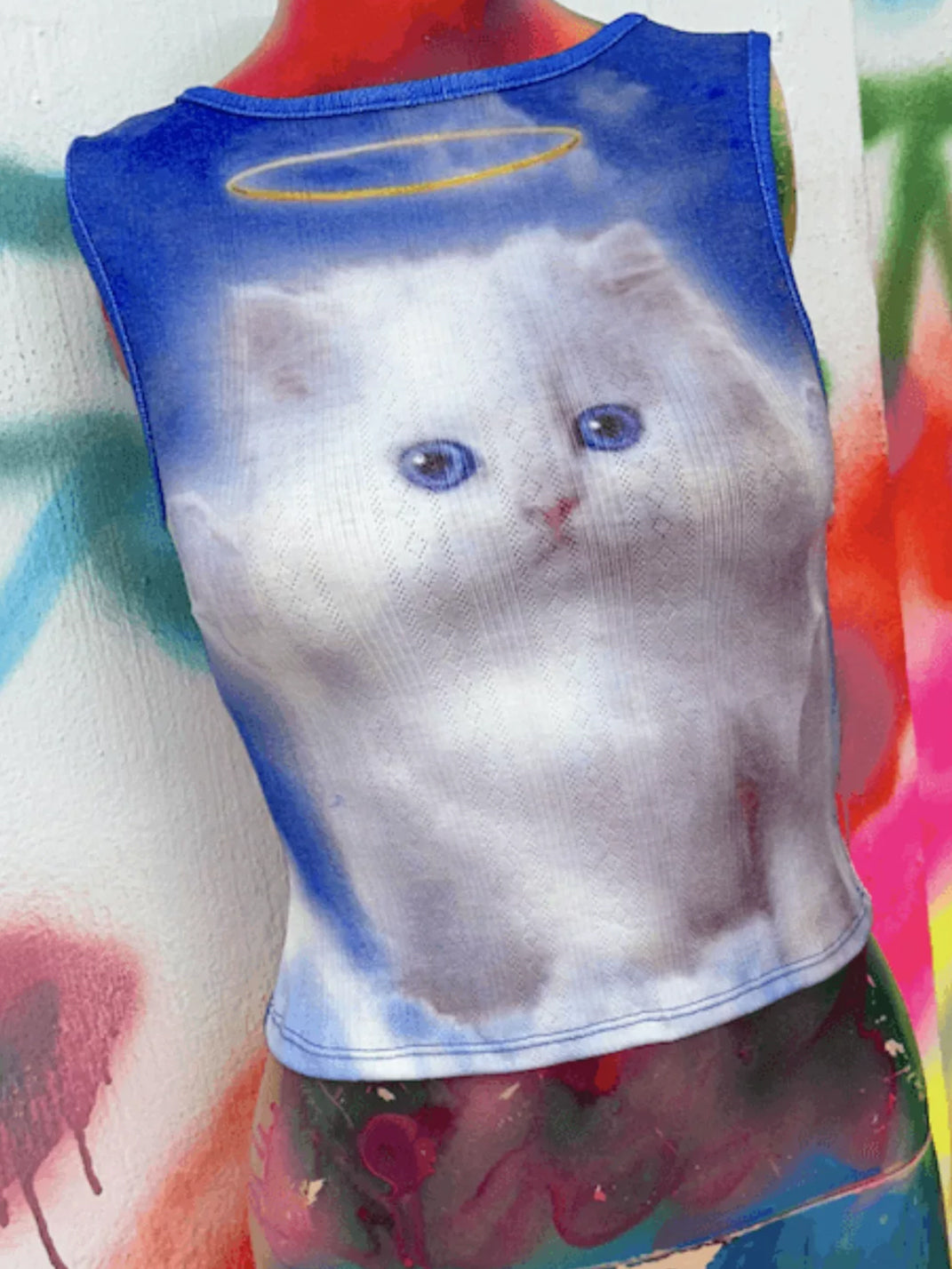 Mixed-Print Fitted Knit Tank Top - View 2