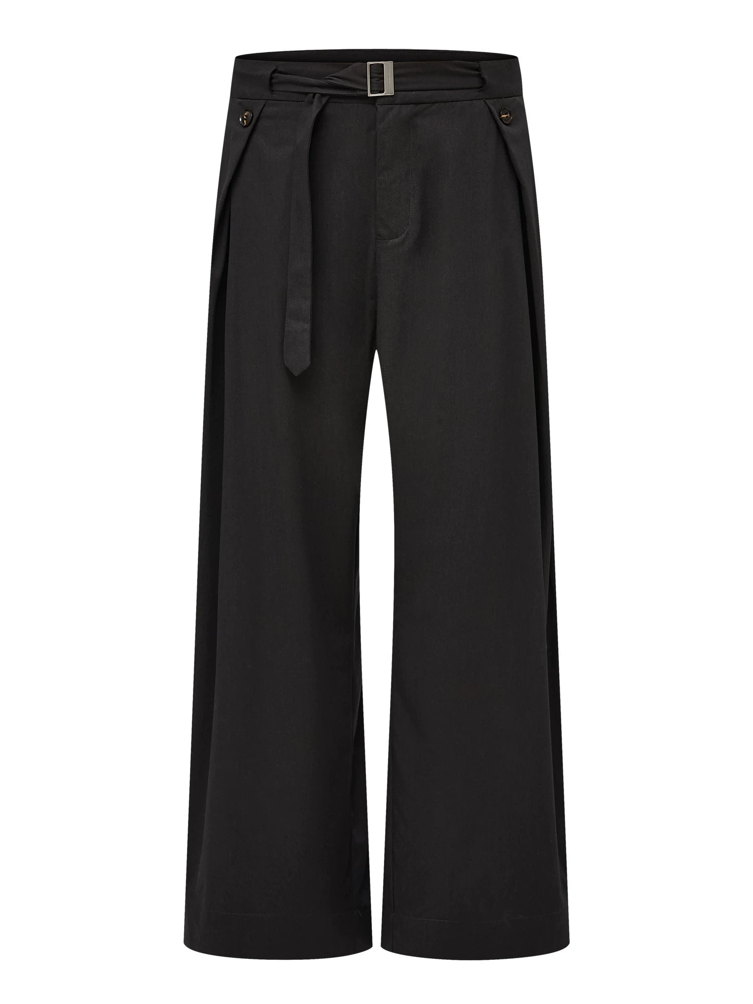 Zazen Pleated Wide-Leg Trousers - Black