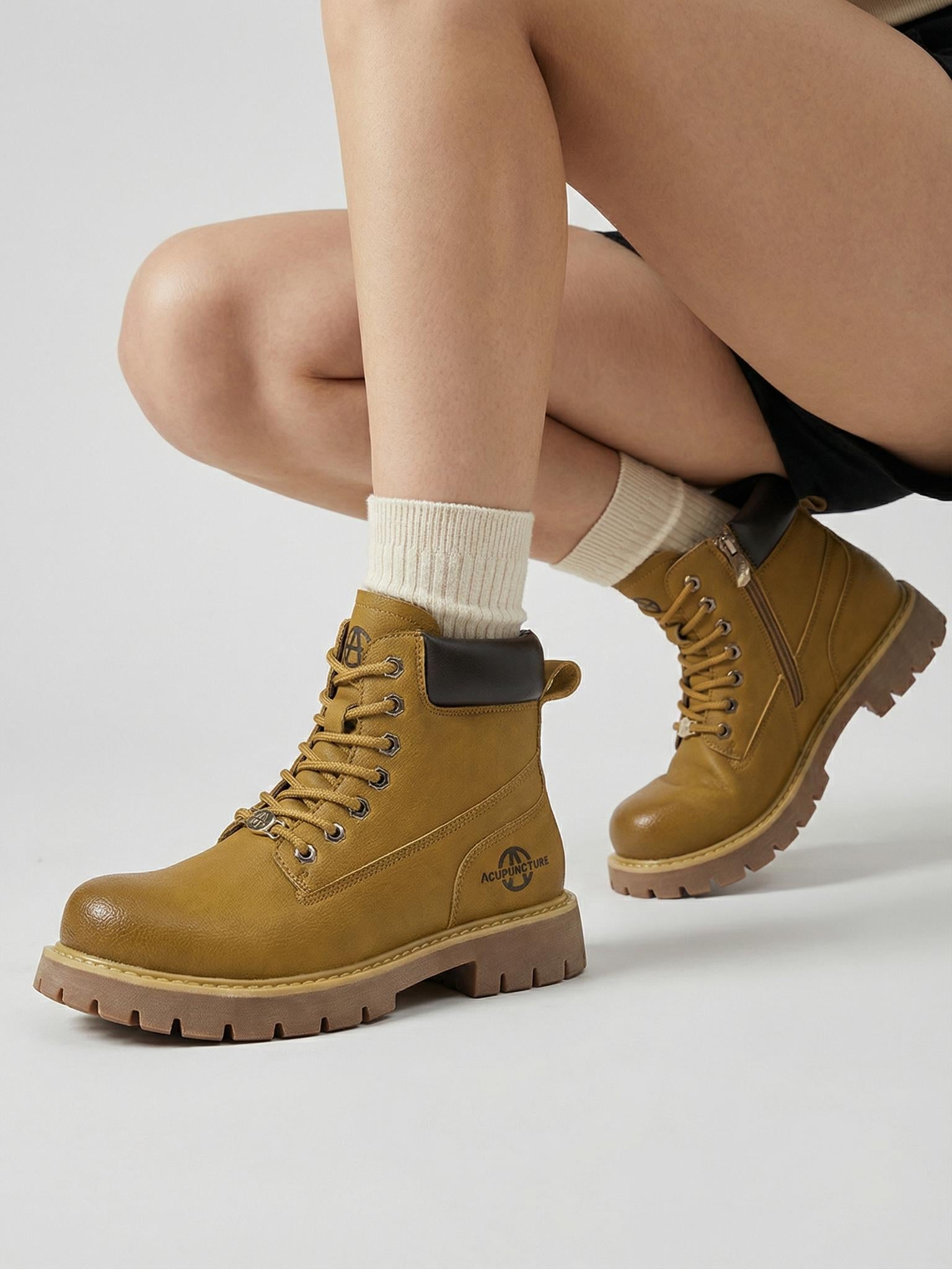 Zip-Front Lug-Sole Ankle Boots - View 2