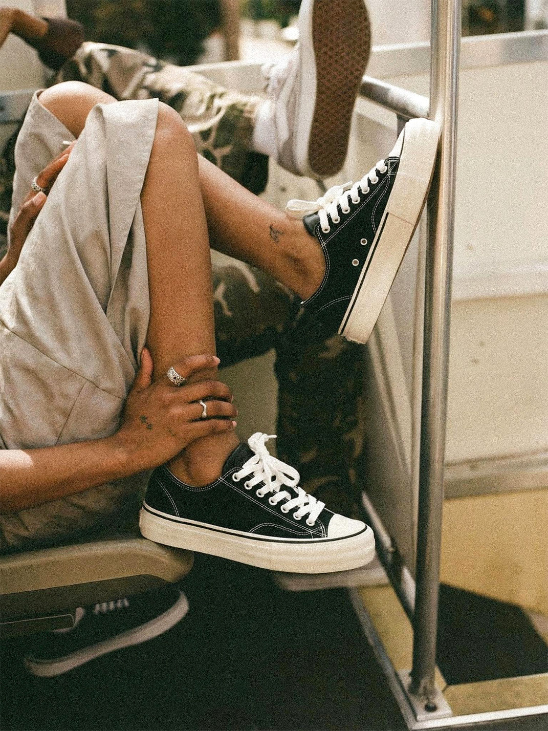 Cork-Midsole Platform Canvas Sneakers - View 3