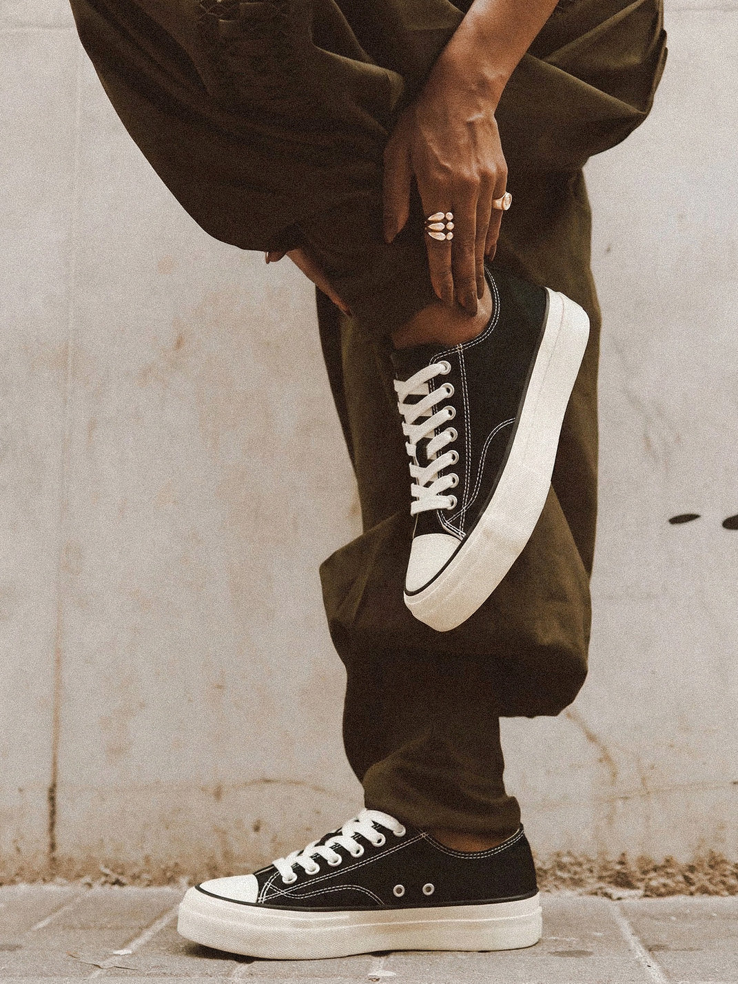 Cork-Midsole Platform Canvas Sneakers - View 4