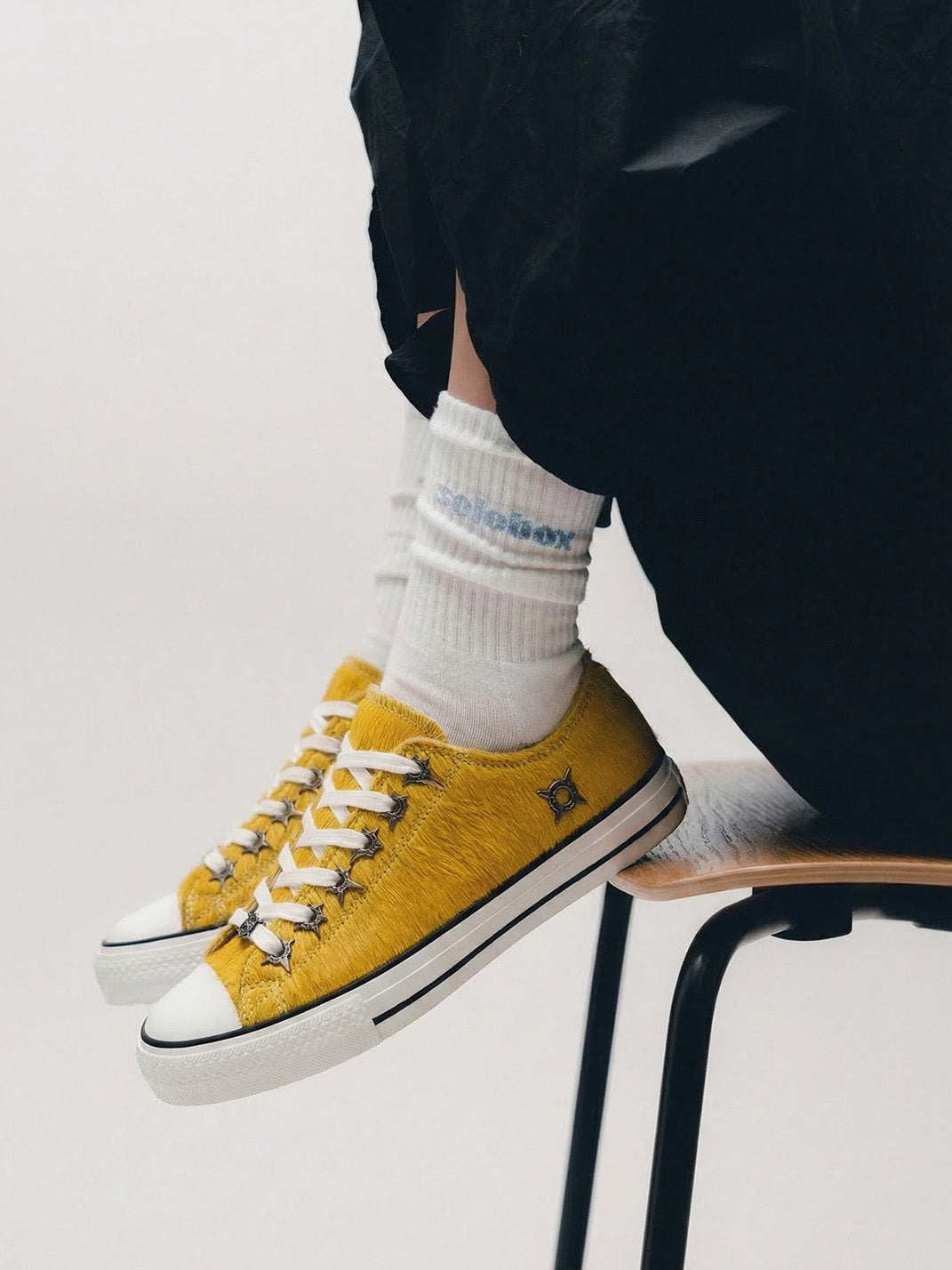 Contrast Cowhide Low-Profile Sneakers - View 2