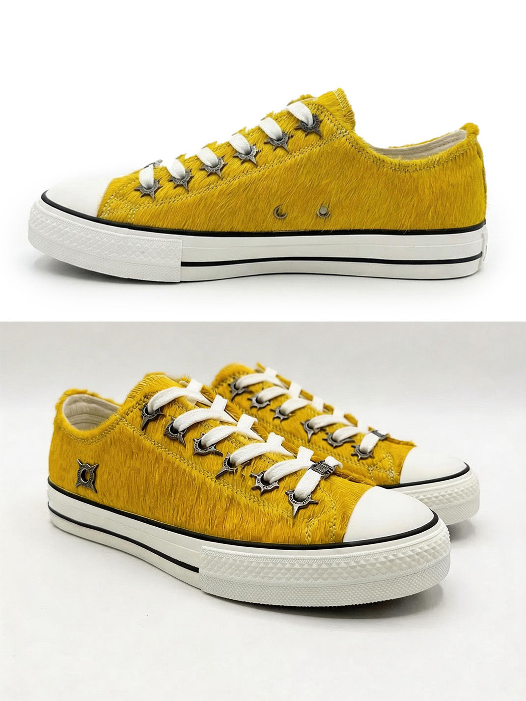 Contrast Cowhide Low-Profile Sneakers - View 4