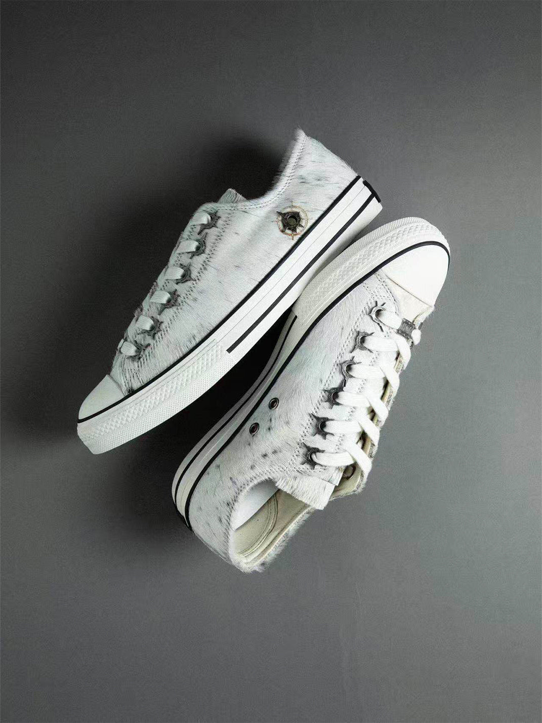 Contrast Cowhide Low-Profile Sneakers - View 8