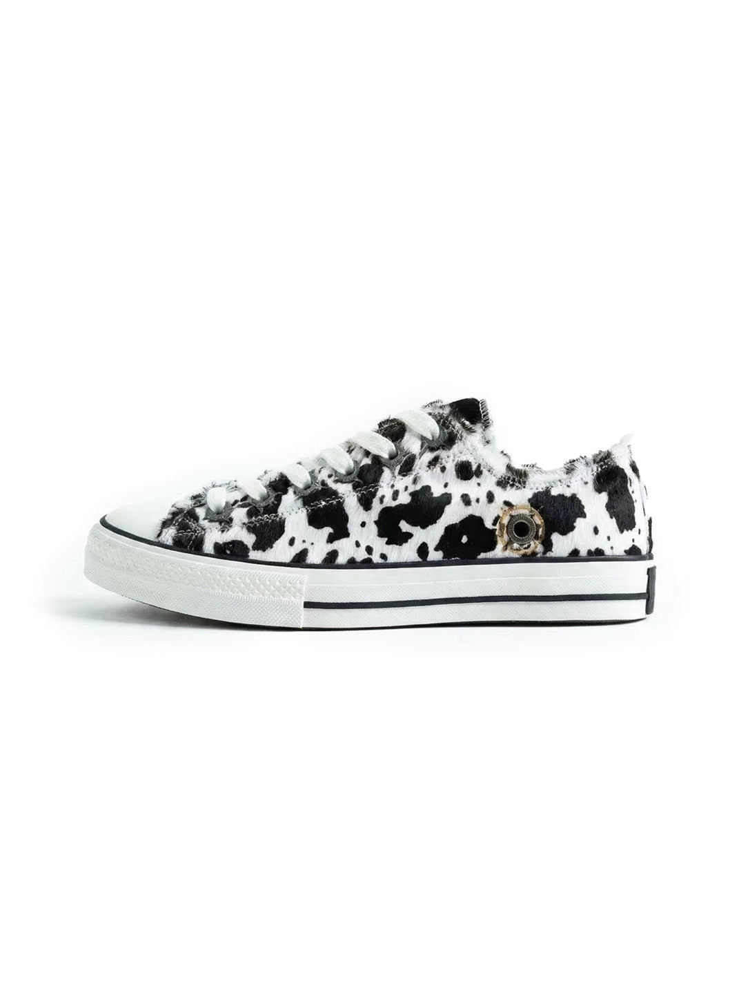 Contrast Cowhide Low-Profile Sneakers - View 9