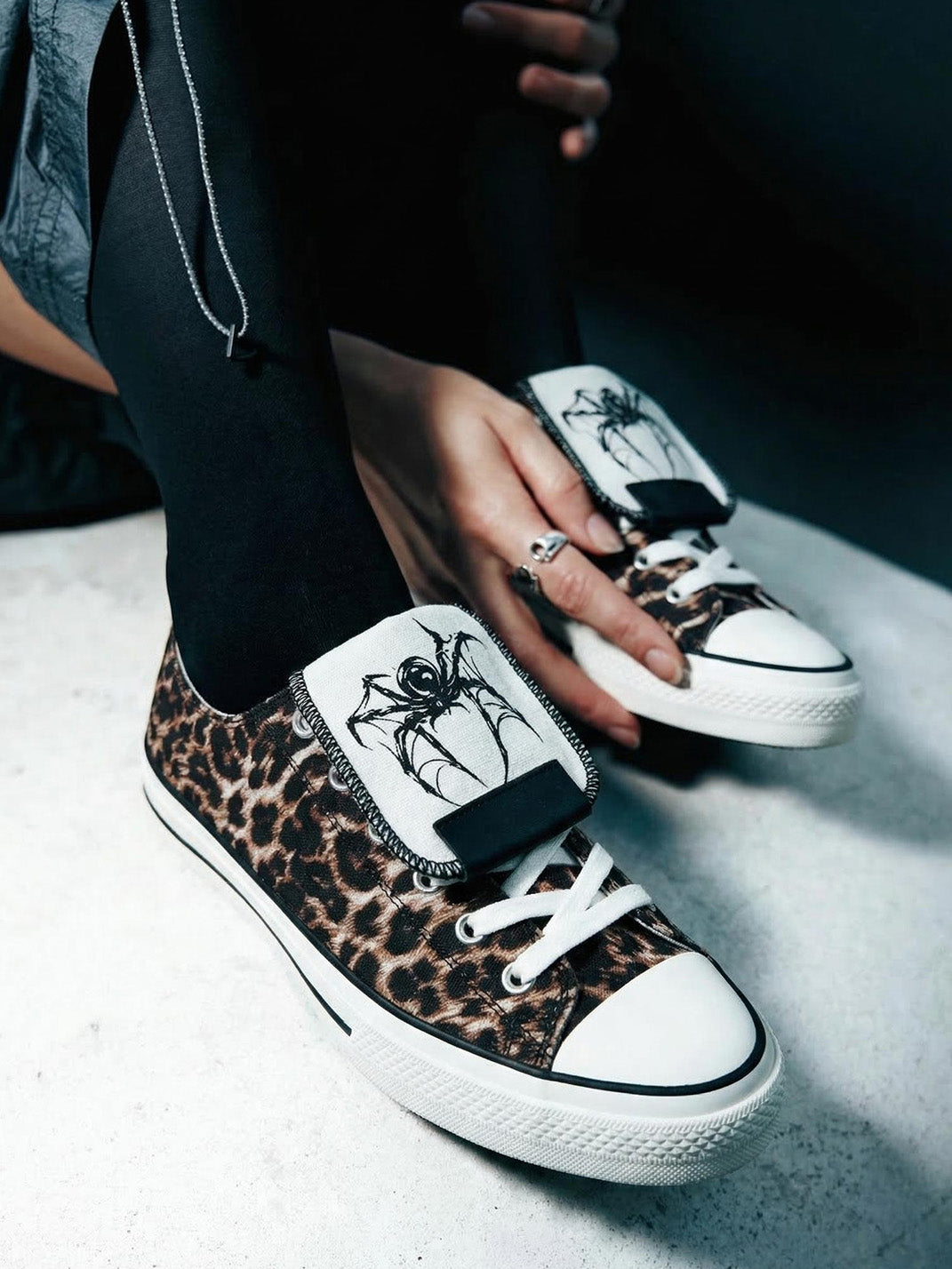 Spider-Tongue Animal-Print High-Low Sneakers - View 2