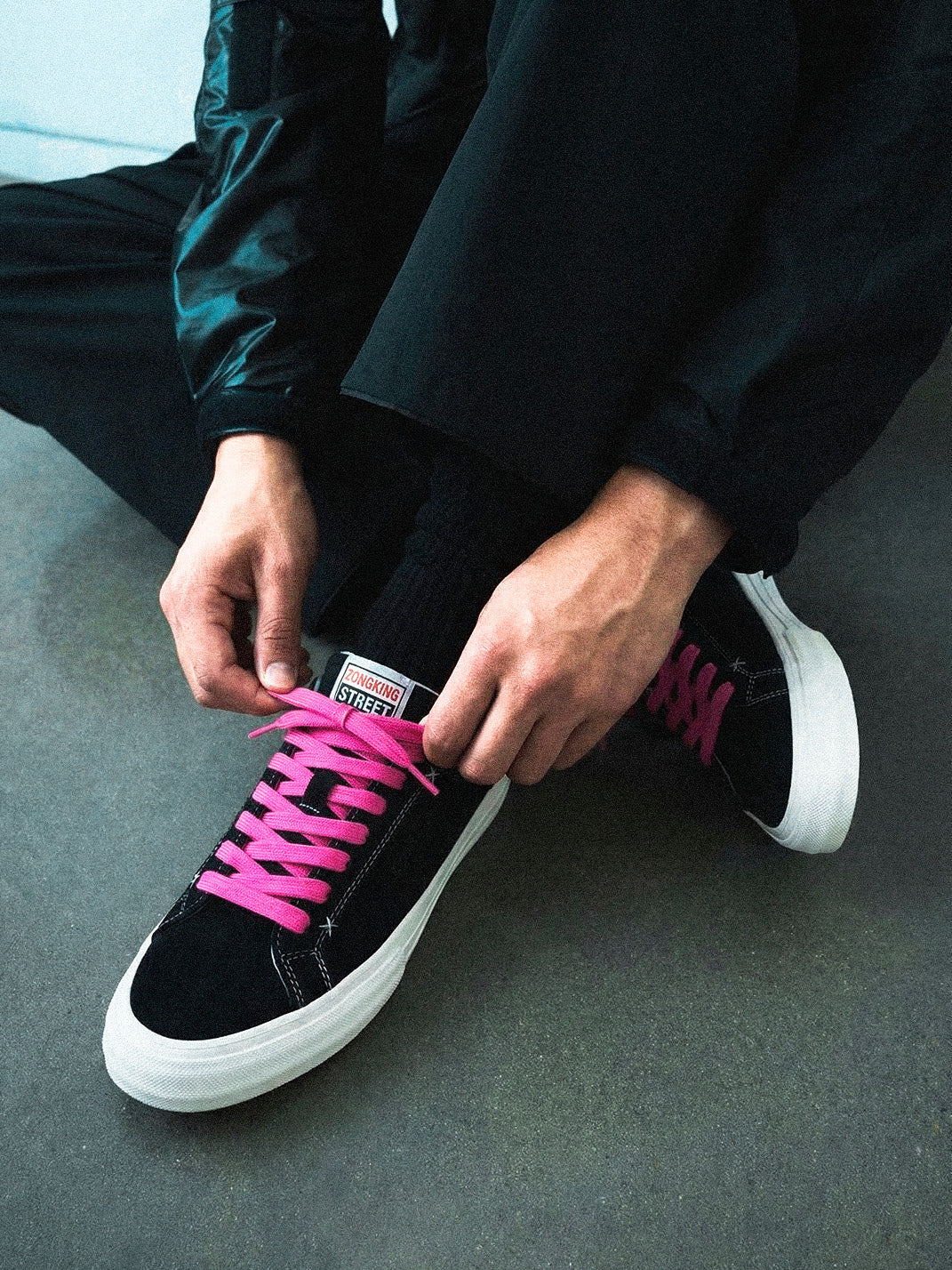 Neon-Lace Suede Platform Canvas Sneakers - View 2
