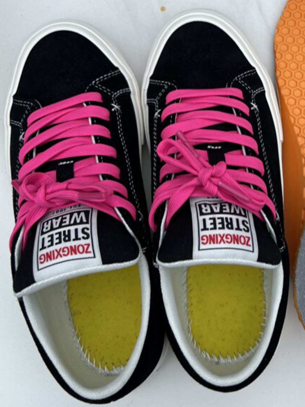 Neon-Lace Suede Platform Canvas Sneakers - View 4