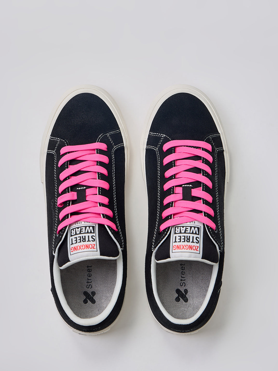 Neon-Lace Suede Platform Canvas Sneakers - View 8