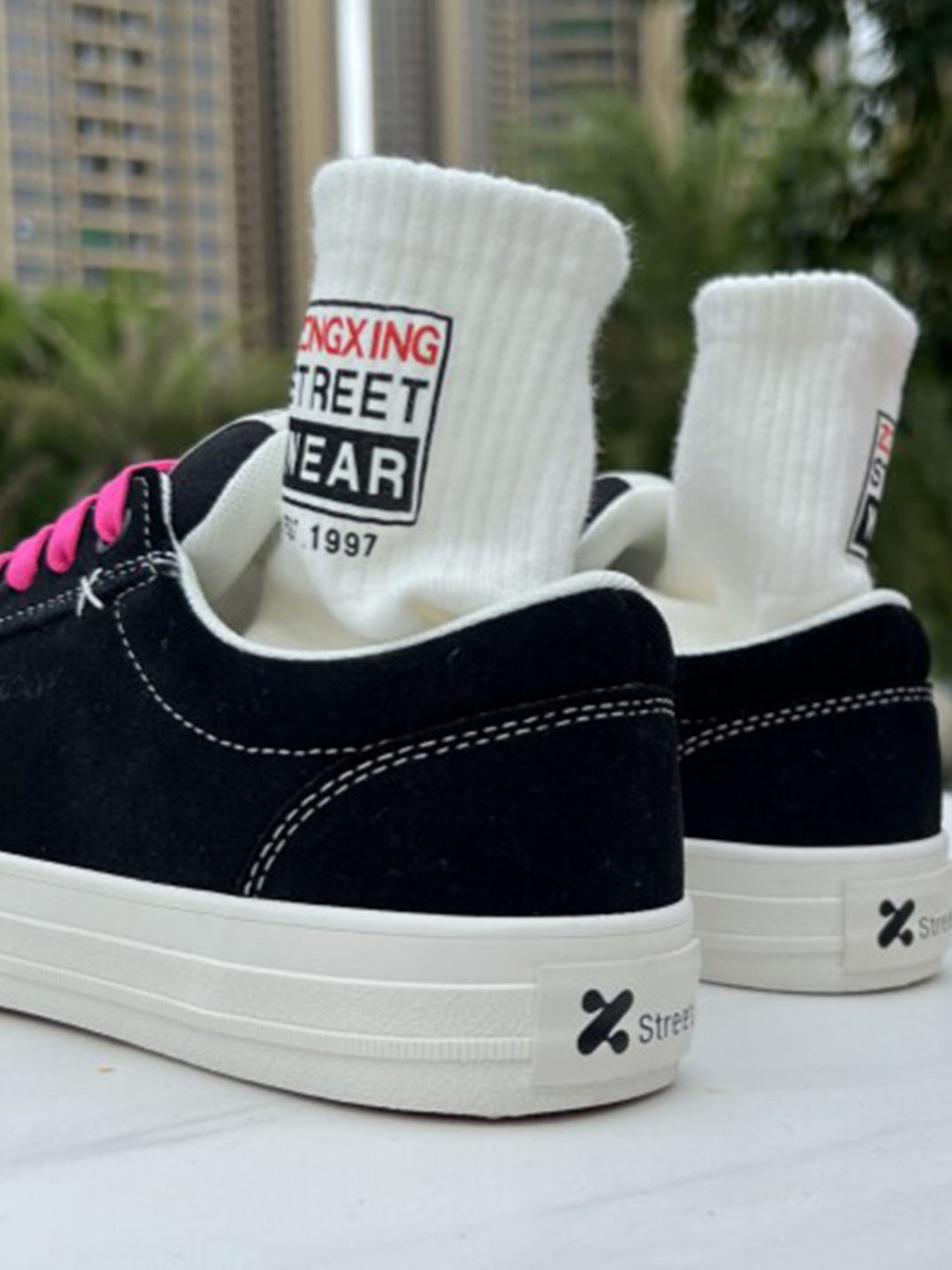 Neon-Lace Suede Platform Canvas Sneakers - View 10