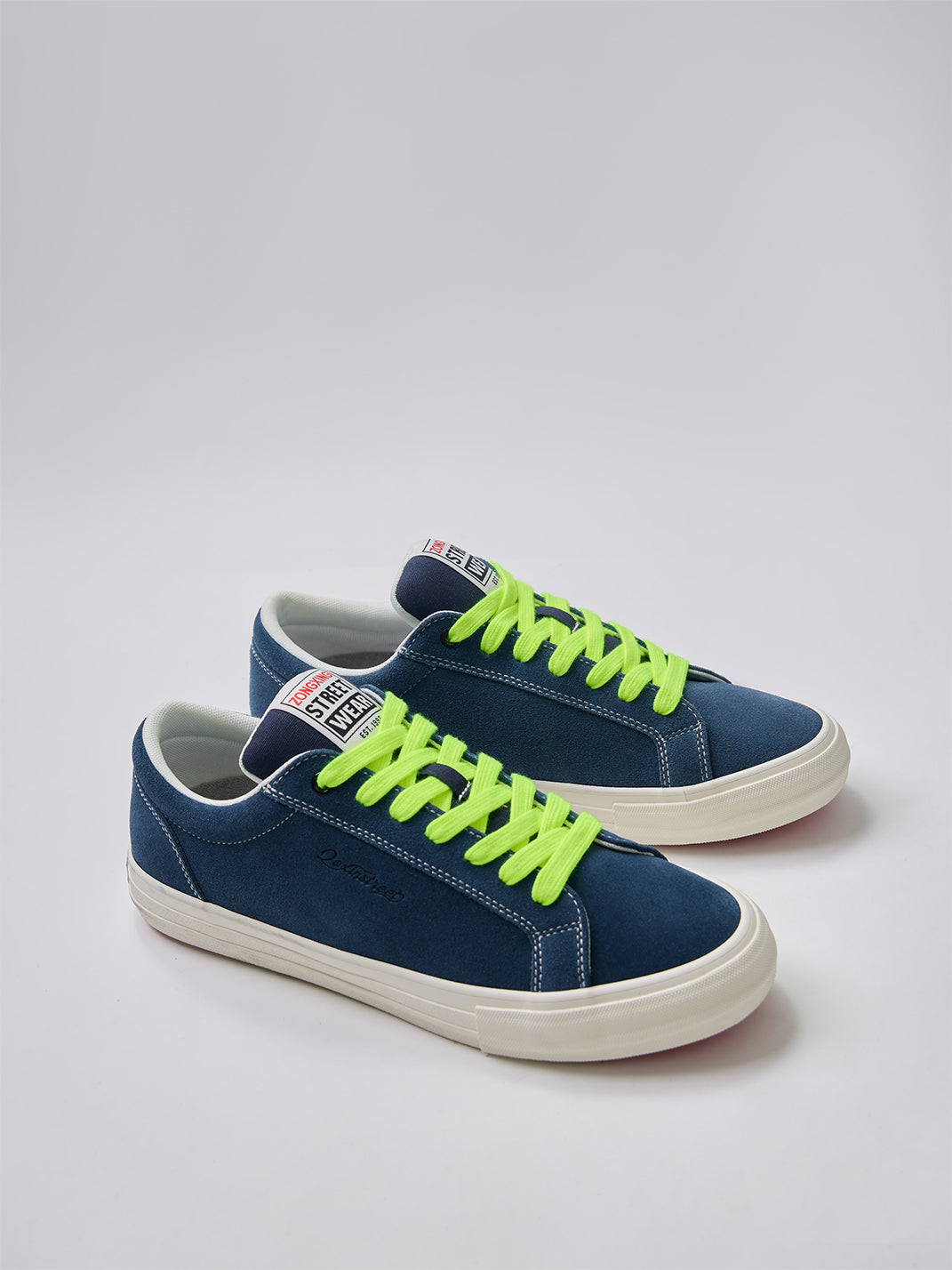 Neon-Lace Suede Platform Canvas Sneakers - View 13