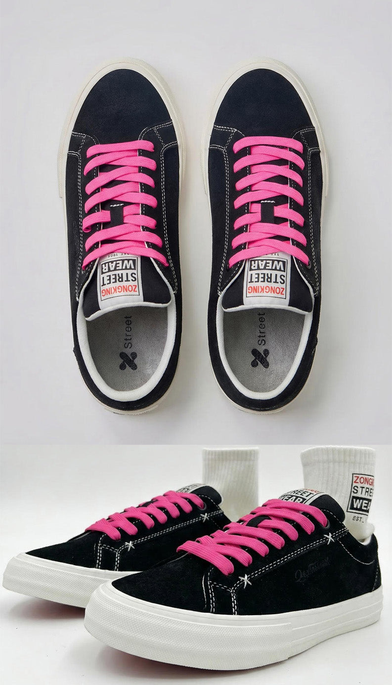 Neon-Lace Suede Platform Canvas Sneakers - View 15