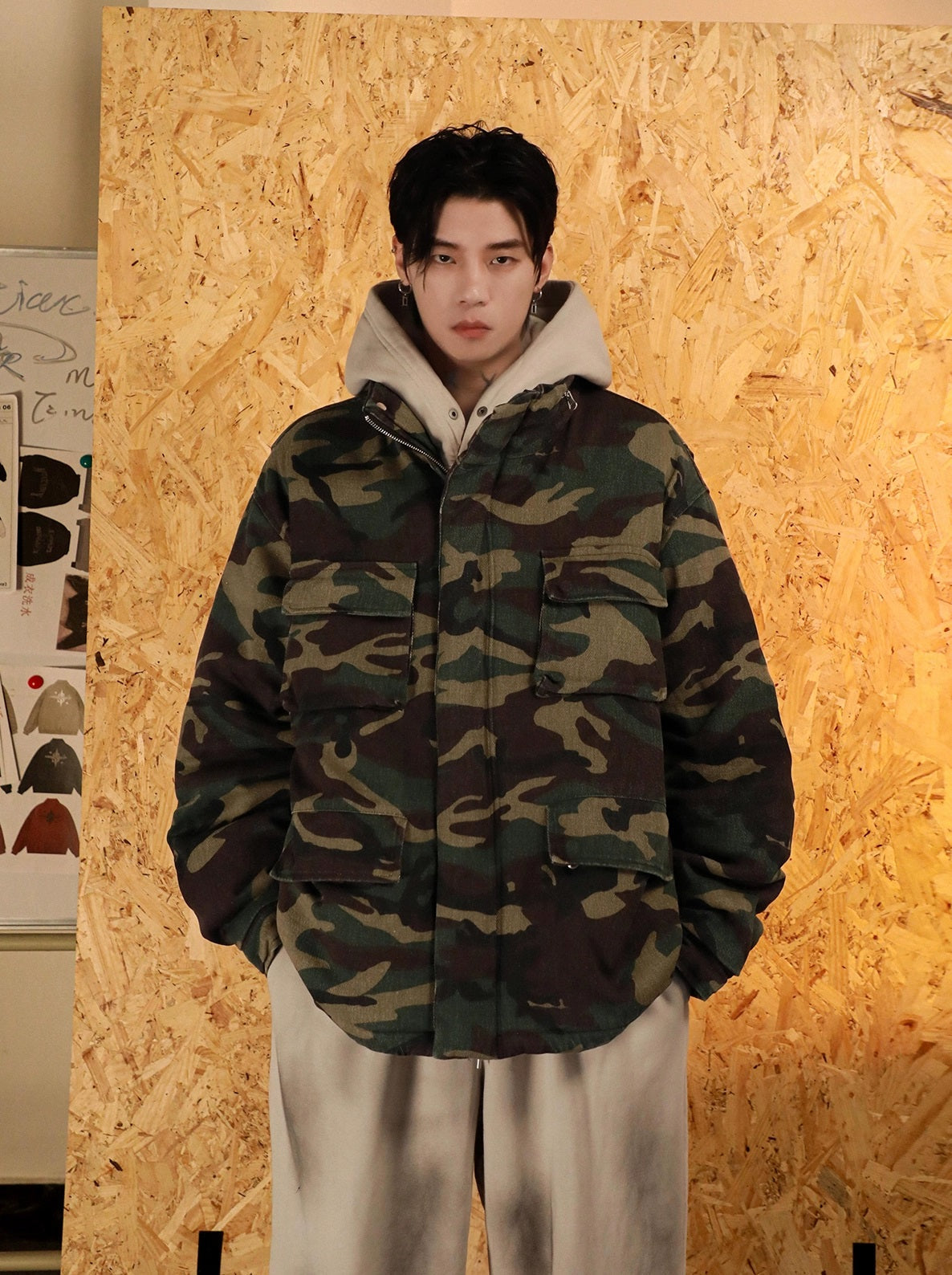 Camo Oversized Puffer Jacket - chiclara