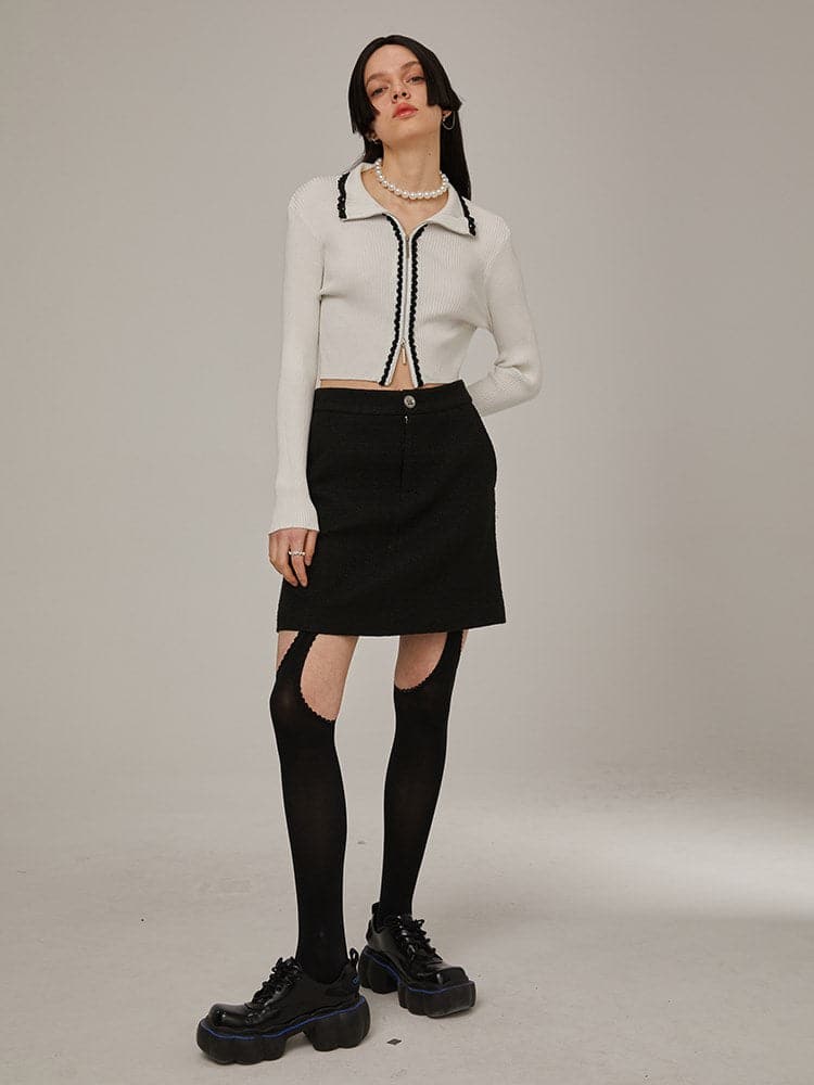 Slim A-Line Skirt With High Waist - chiclara