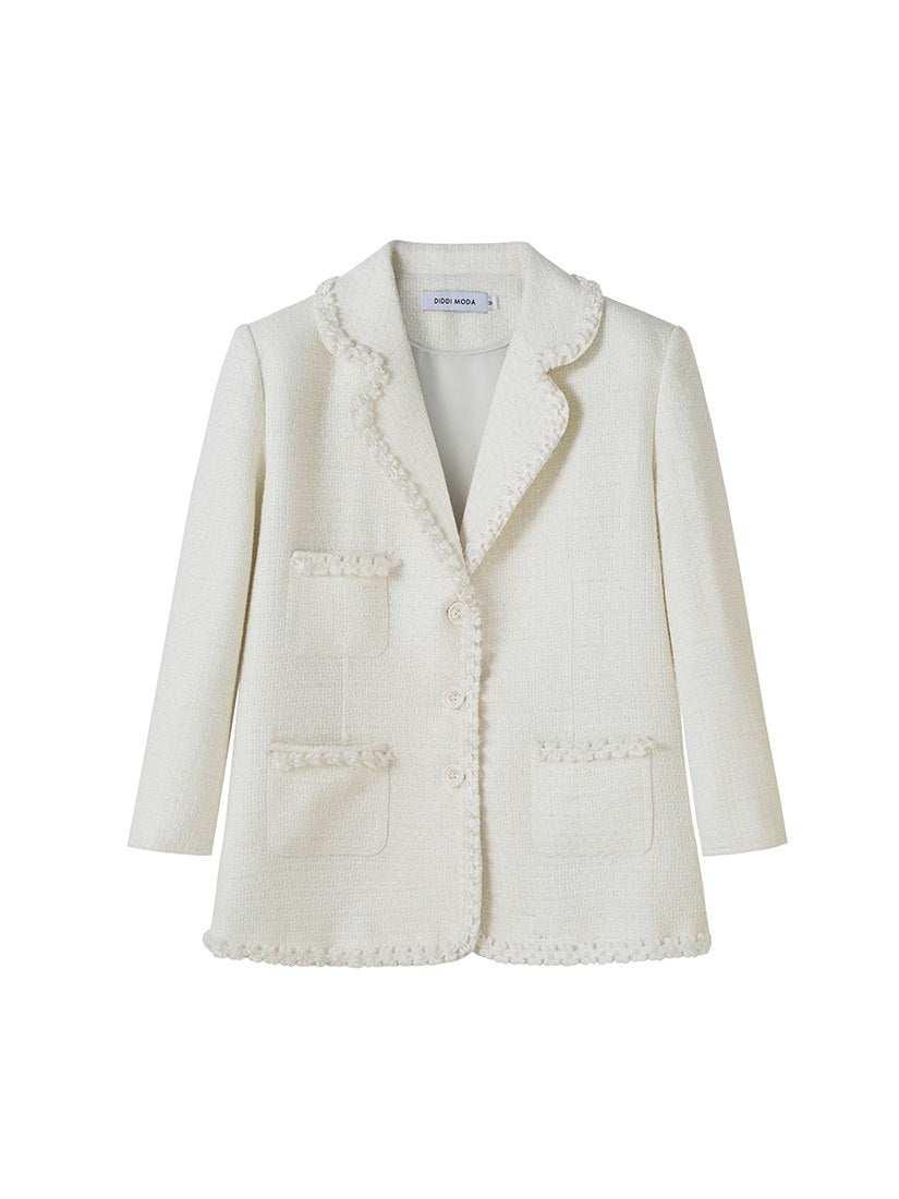 Tweed Flower Pearl Jacket - chiclara