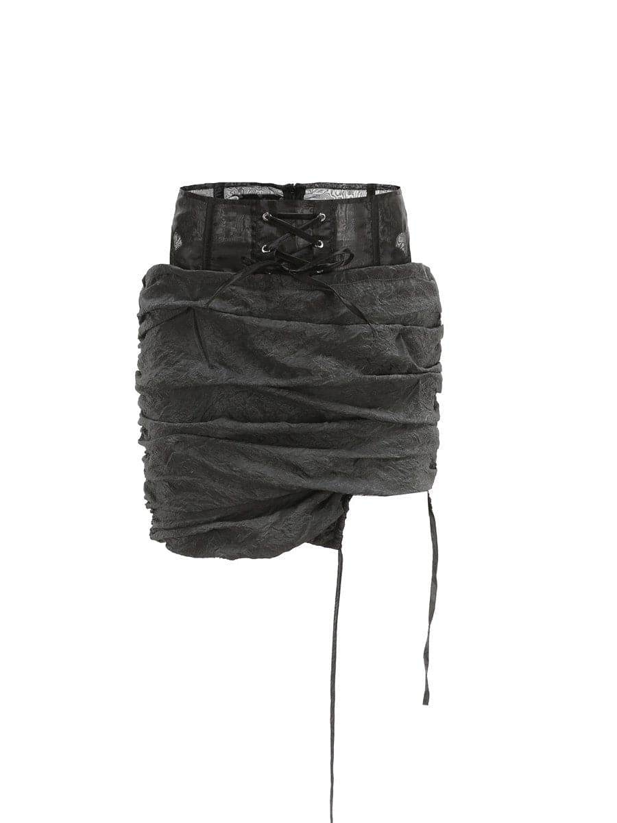 Asymmetrical Wrinkled Short Skirt - chiclara
