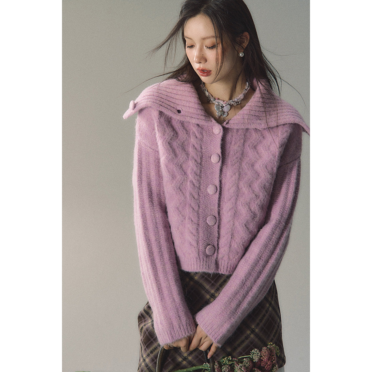 Pink Twisted Wool Knit Sweater - chiclara