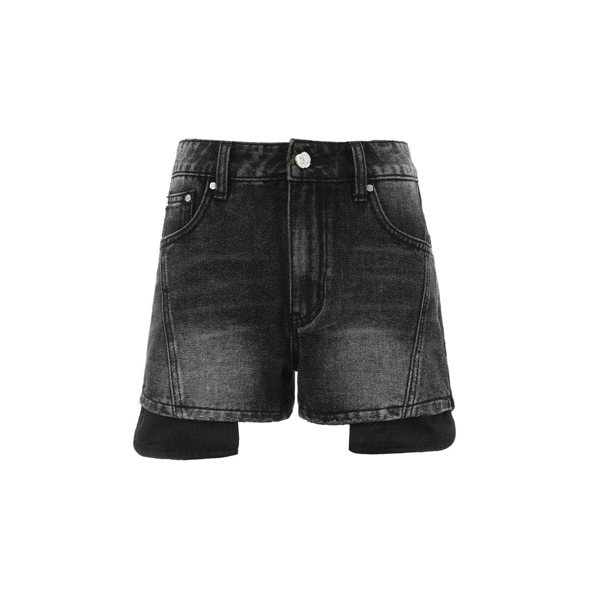 Black Denim Shorts With Logo Embroidery - chiclara