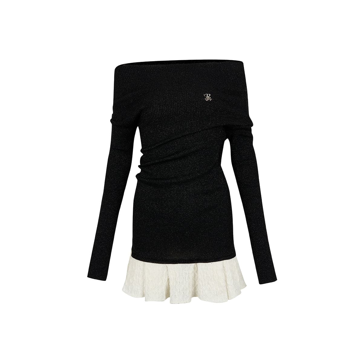 Black Color Blocked Knit Patchwork Dress - chiclara