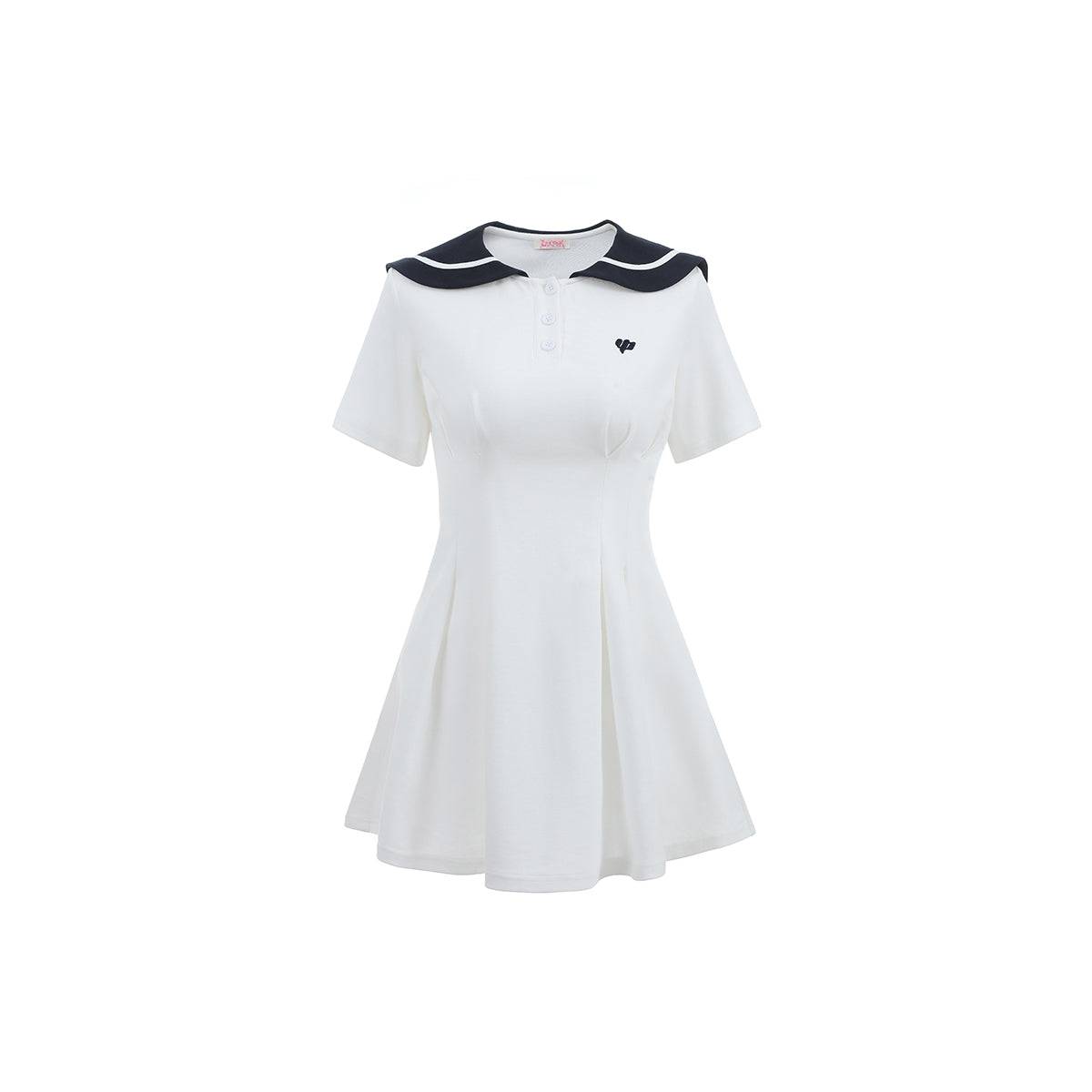 Sailor Collar Color Block Dress - chiclara
