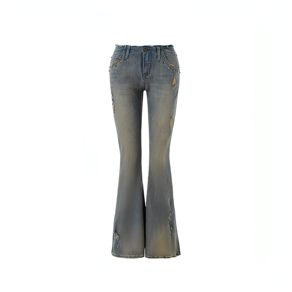 1Jinn Denim Vintage Washed Straight-leg Pants - chiclara