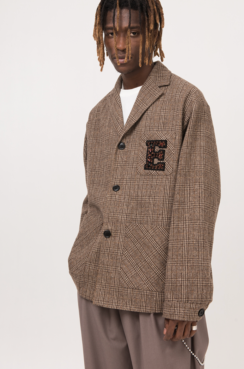 Retro Plaid Suit Jacket - chiclara