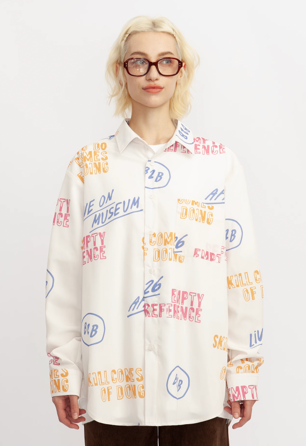 Vintage Slogan Print Long Sleeve Shirt - chiclara