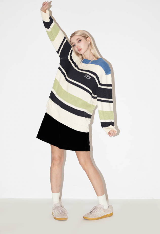 Colorful Striped Knit Sweater - chiclara
