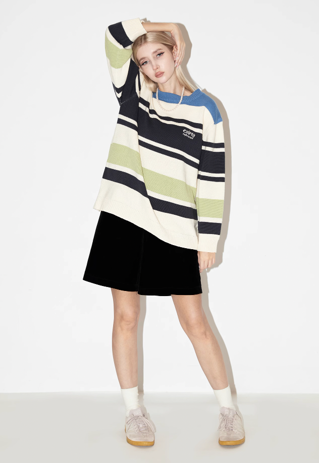 Colorful Striped Knit Sweater - chiclara