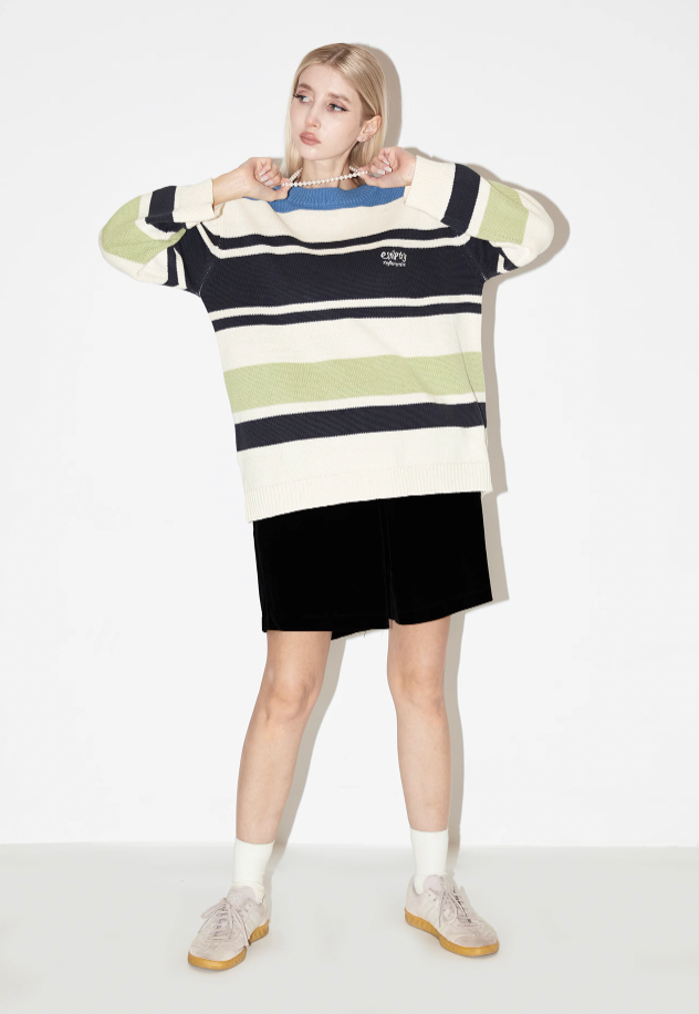 Colorful Striped Knit Sweater - chiclara