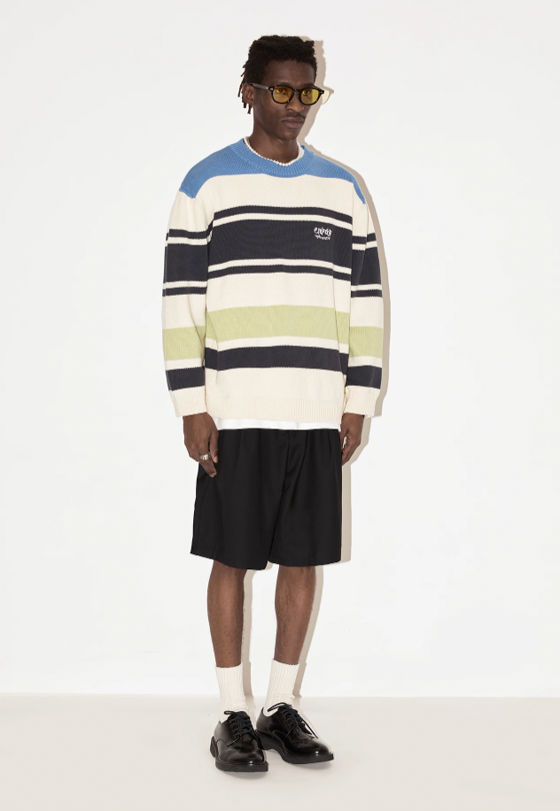 Colorful Striped Knit Sweater - chiclara