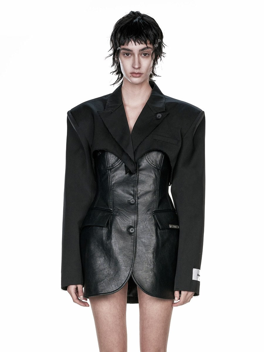 Stylish Leather Jacket And One-Piece Combo - chiclara