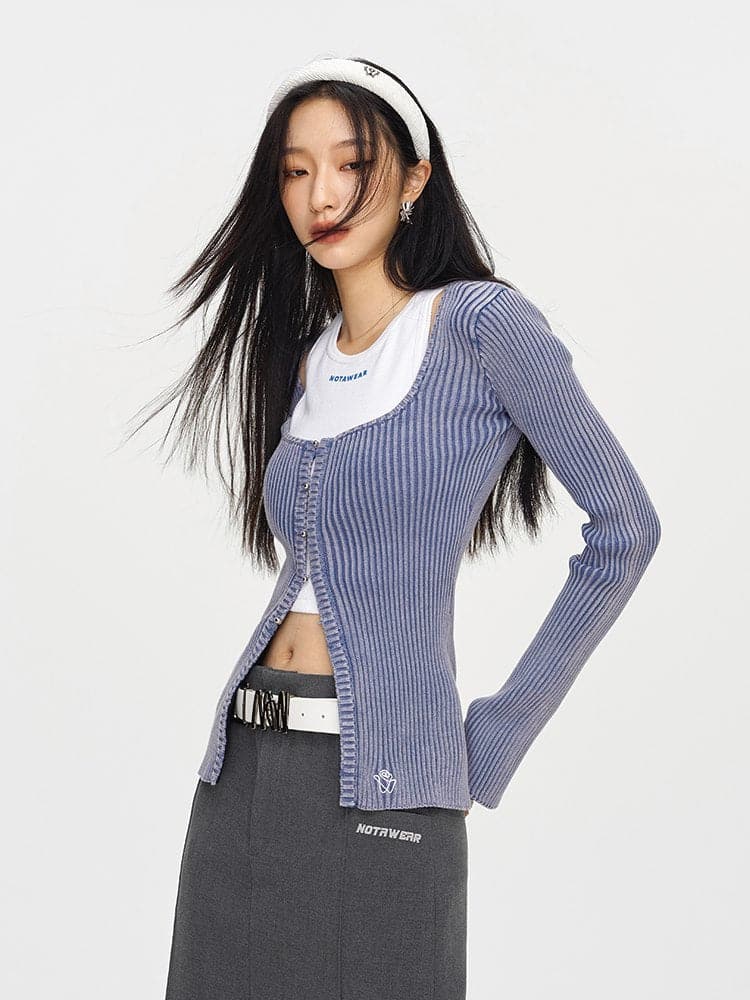 Rib-Knit Tight Sexy Casual Tops&Skirt - chiclara